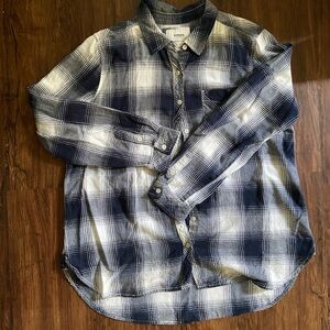 Sonoma Navy and White Plaid Button-Down Shirt